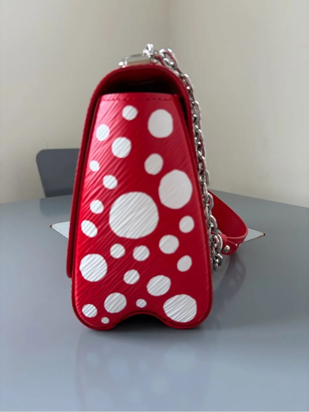 Louis Vuitton Red and White Polka Dot Chain Shoulder Bag